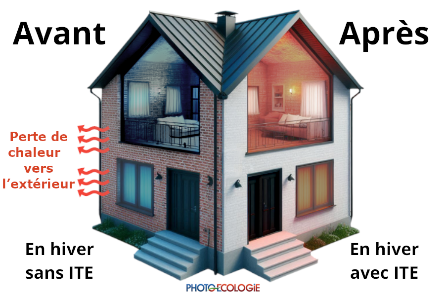 Mur avec isolation thermique exterieur - Photo Ecologie